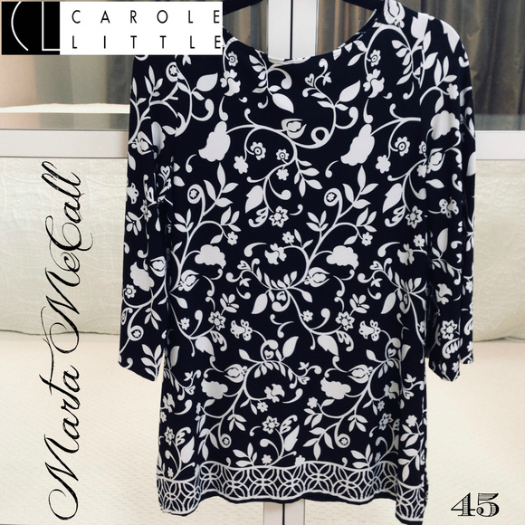 CAROLE LITTLE M Black & White Print Tunic - Picture 1 of 8